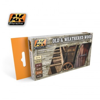 AK Interactive Colors OLD AND WEATHERED WOOD VOL.1 - Acrylic Paint Set (6 x 17 ml) AK562